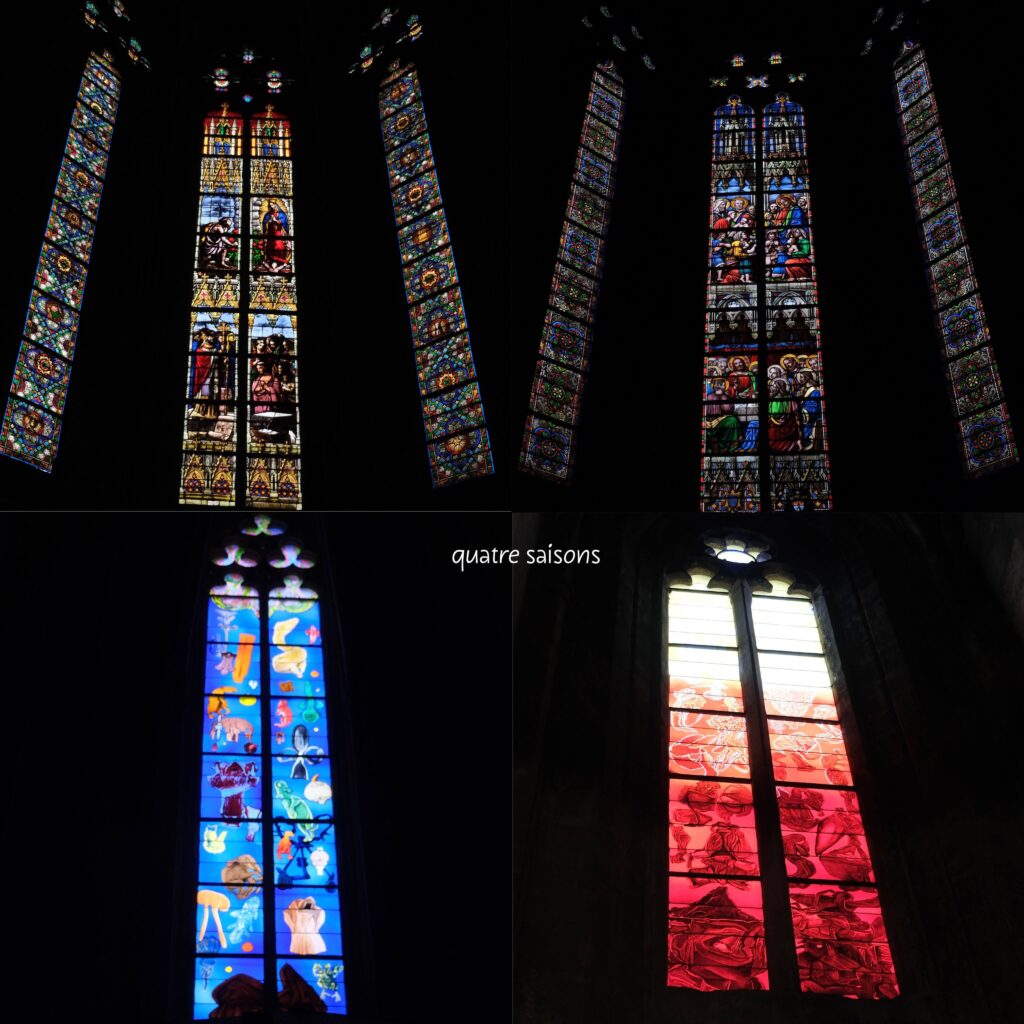 フランス南西部、ロデズのノートルダム・ド・アソンプション大聖堂のステンドグラス