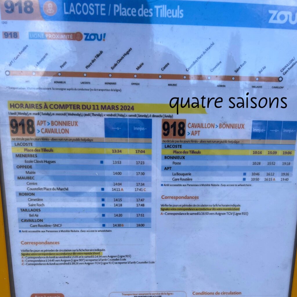 南仏、ラコストの村へバスでの行き方（バスの時刻表）