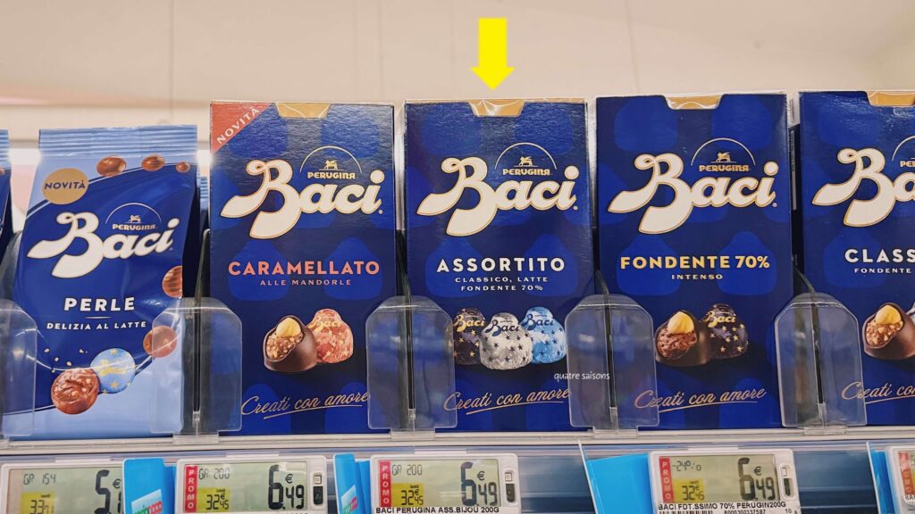 イタリアで定番のチョコレート、Baciチョコレート