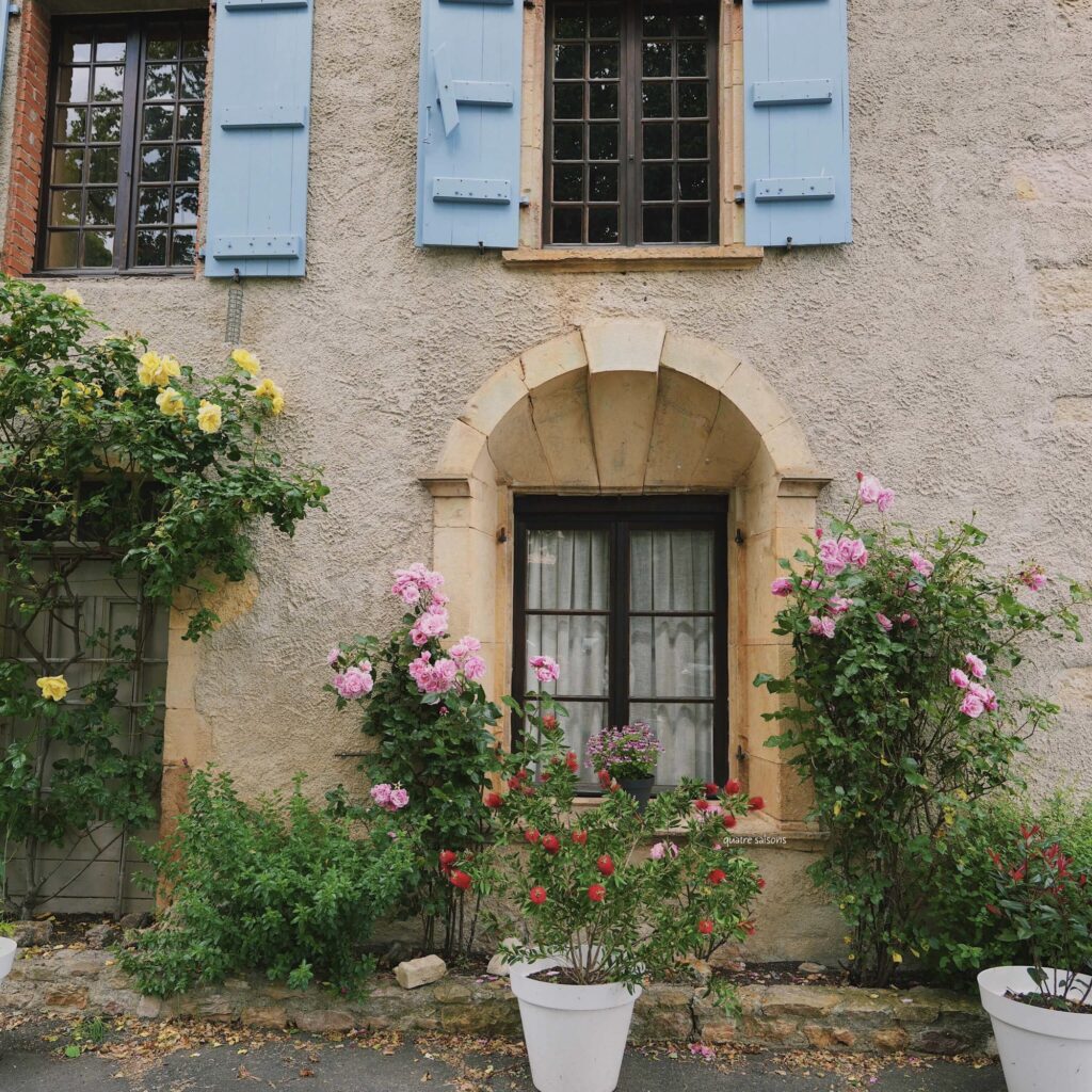 フランス南西部の美しい村、ピュイセルシの美しい花々